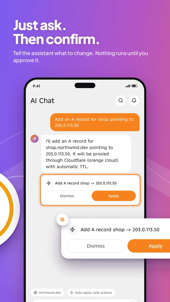 AI chat: just ask, then confirm