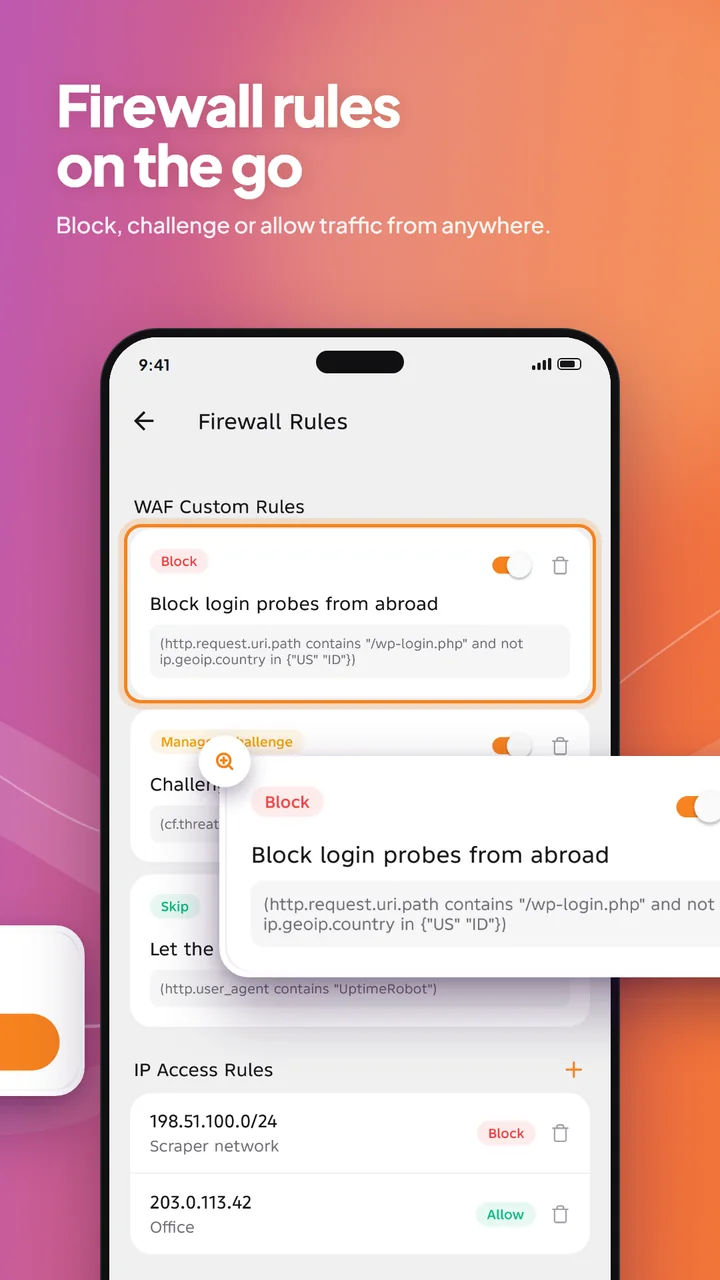 Firewall rules on the go